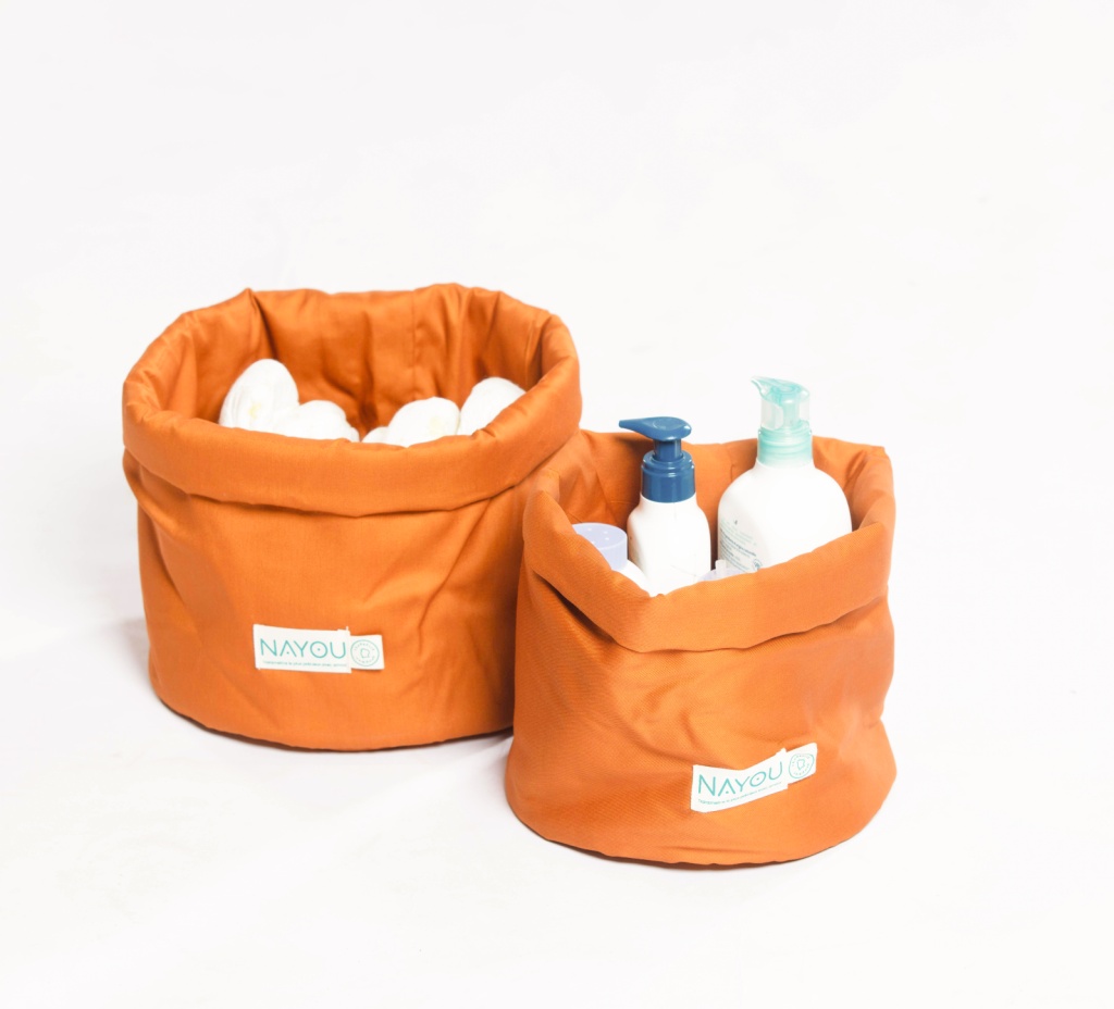 Lot de deux paniers caramel