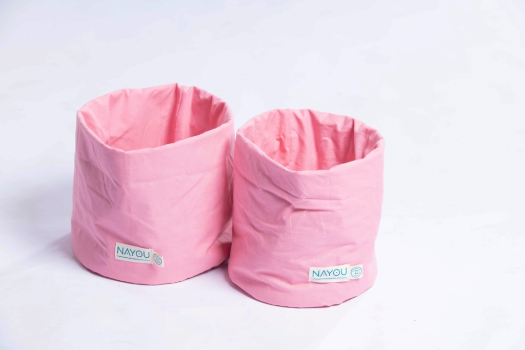 Lot de deux paniers rose